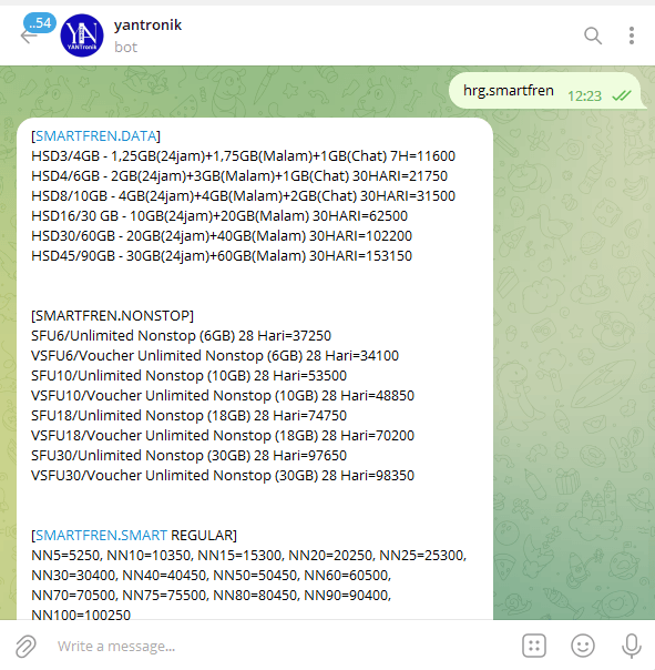 cara beli paket smartfren via tg beli pulsa via telegram